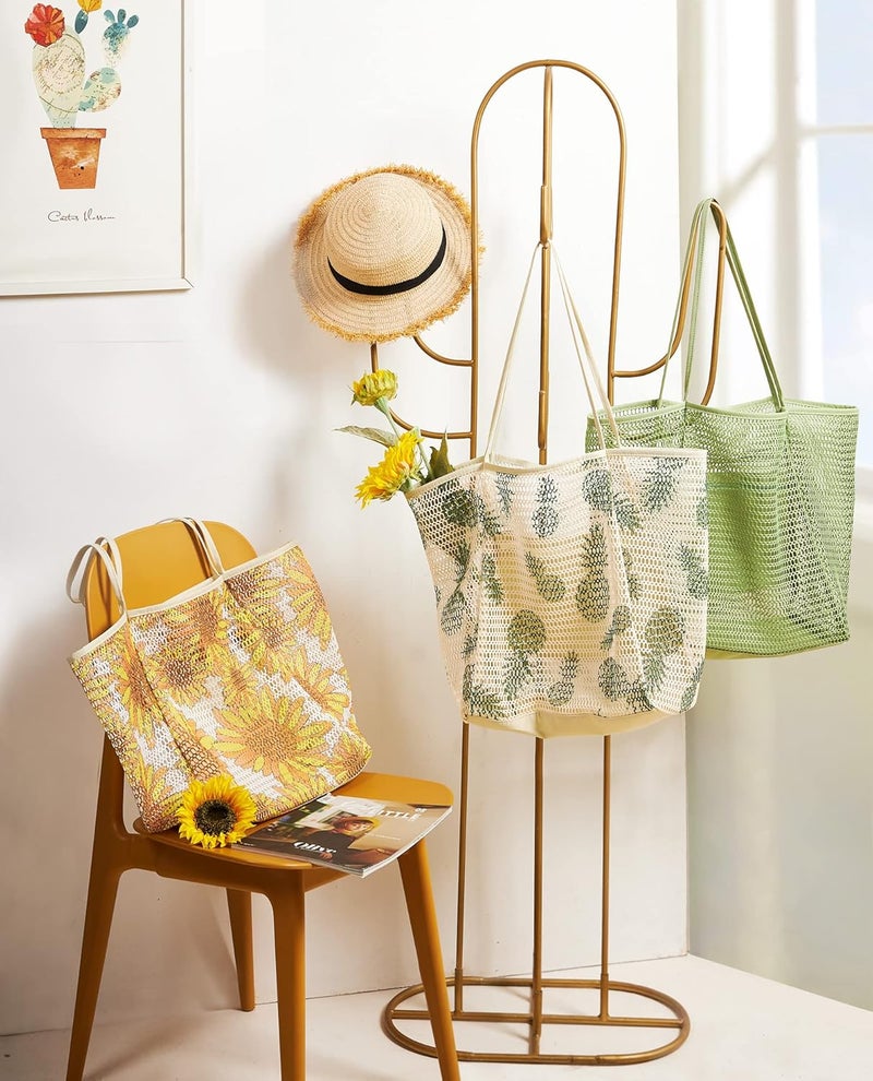 KALIDI BeachNylon Mesh Tote Bag, Casual Tote Bag Hobo Women Foldable MAX 23L Shoulder Bag For Beach Picnic Vacation - Image 3
